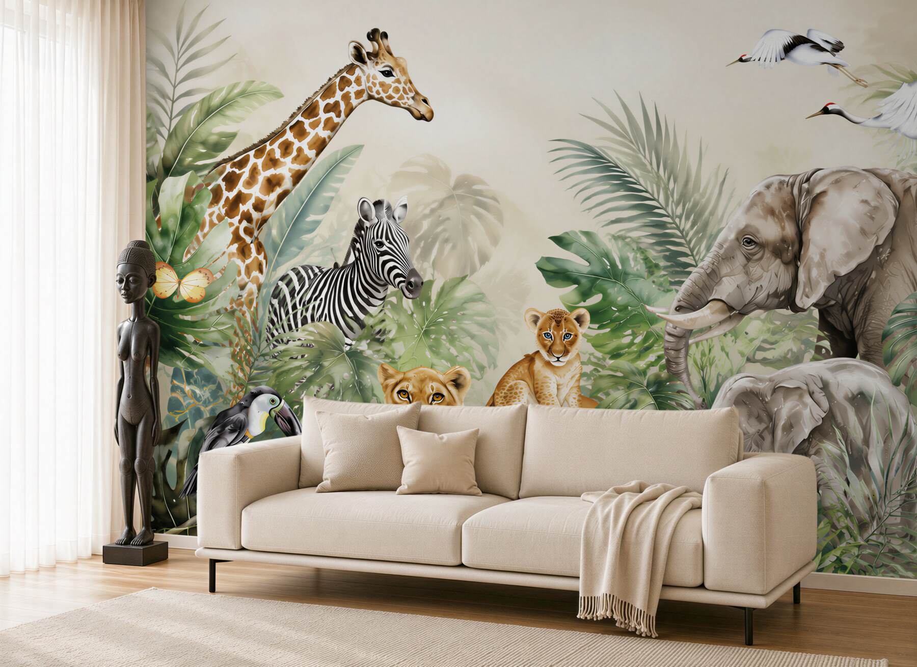 Fotobehang dieren tussen bladeren