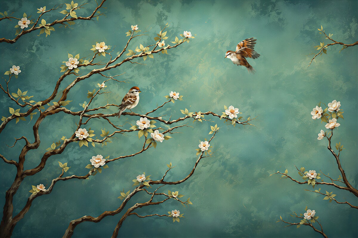 Fotobehang vogels op takken