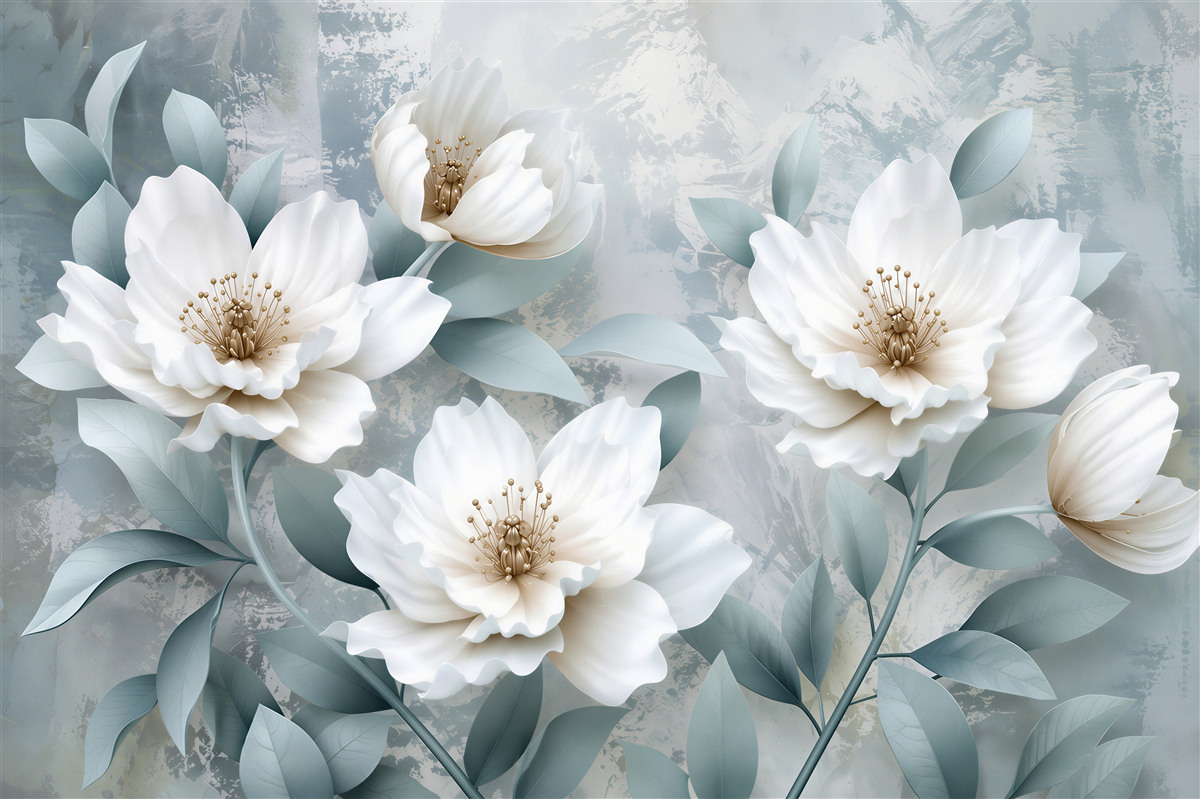 Fotobehang Witte knoppen