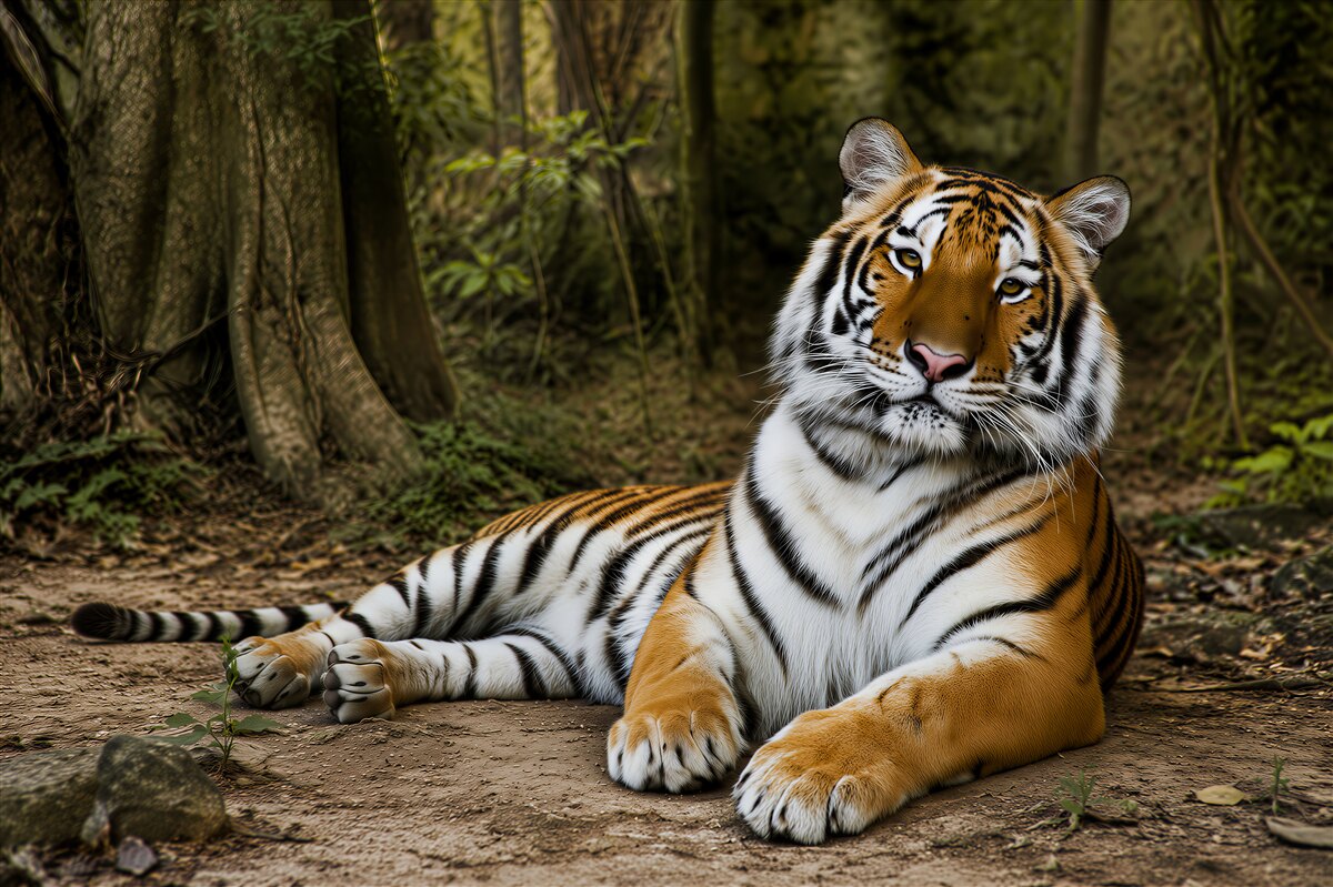 Fotobehang grote tijger die rust