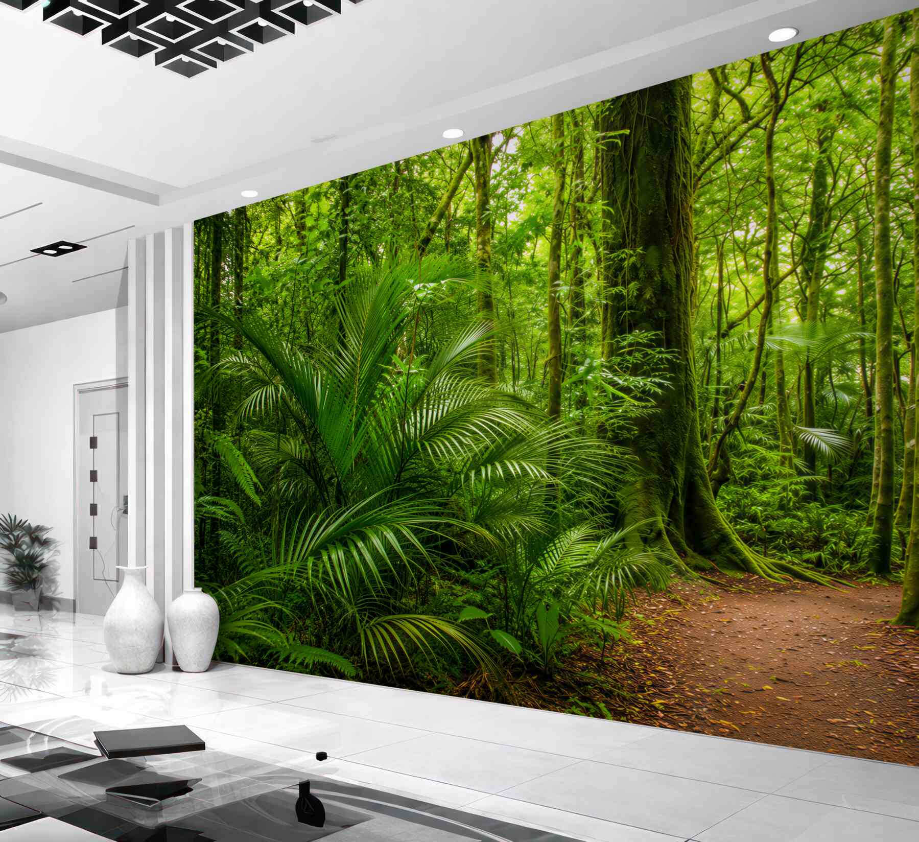 Fotobehang dichte groene tropische jungle