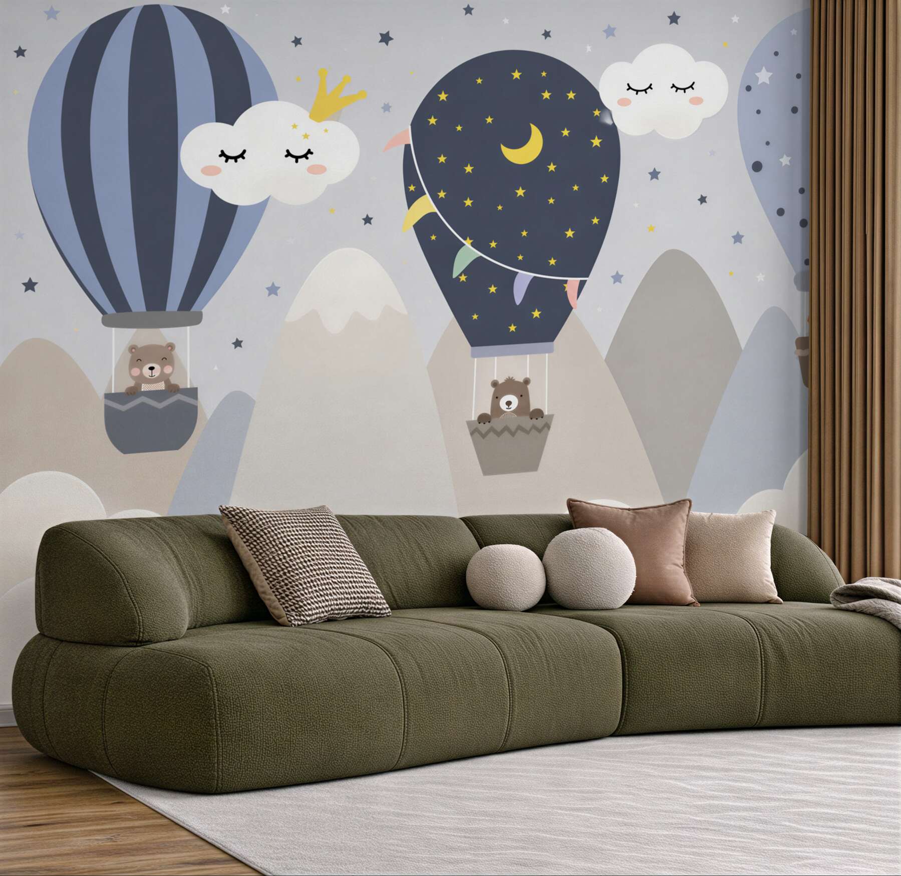 Fotobehang Dieren die met luchtballonnen reizen