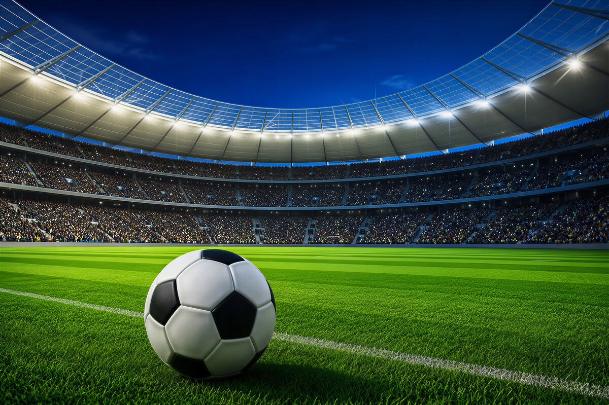 Fotobehang Voetbal op het veld van de arena