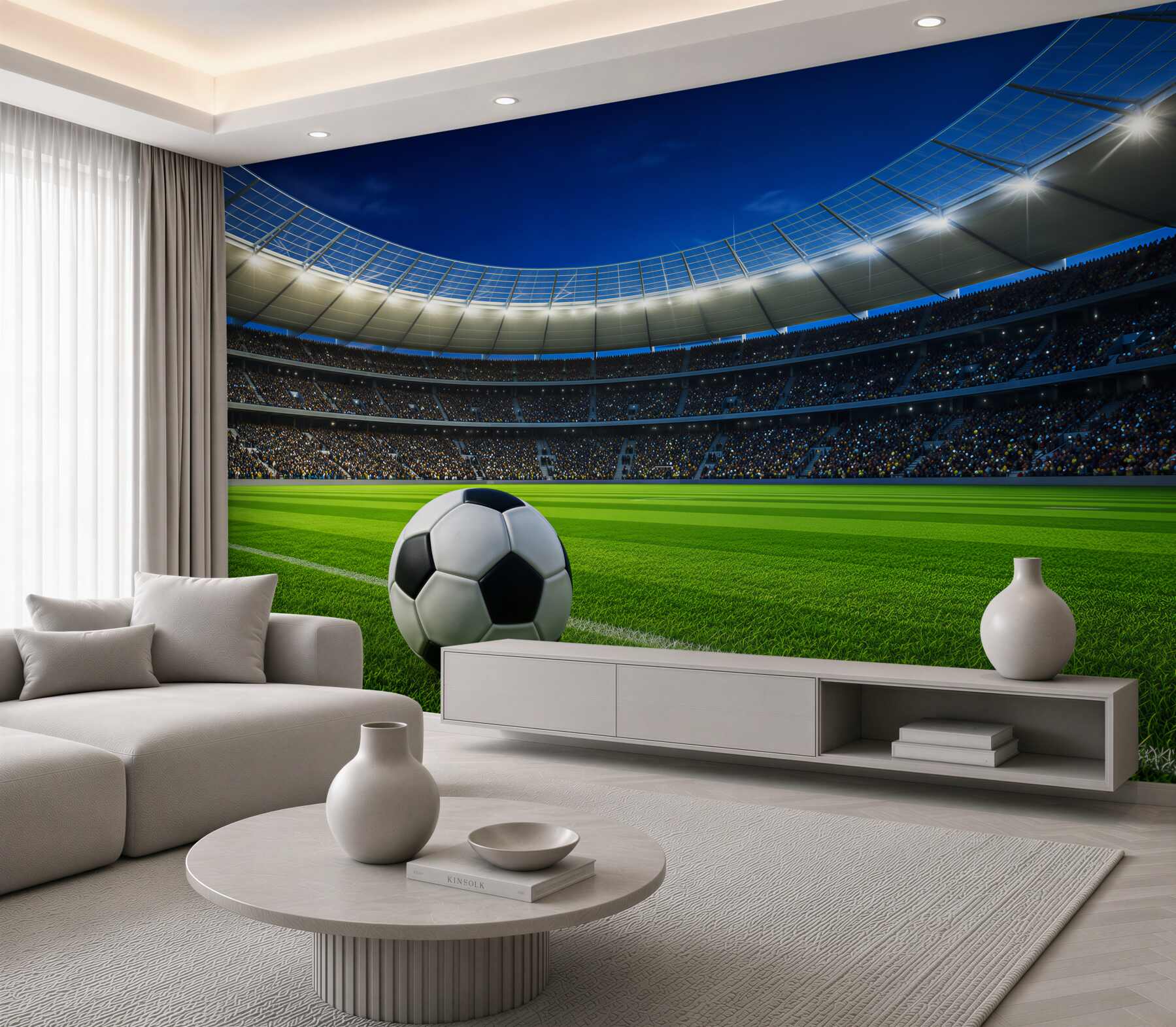 Fotobehang Voetbal op het veld van de arena