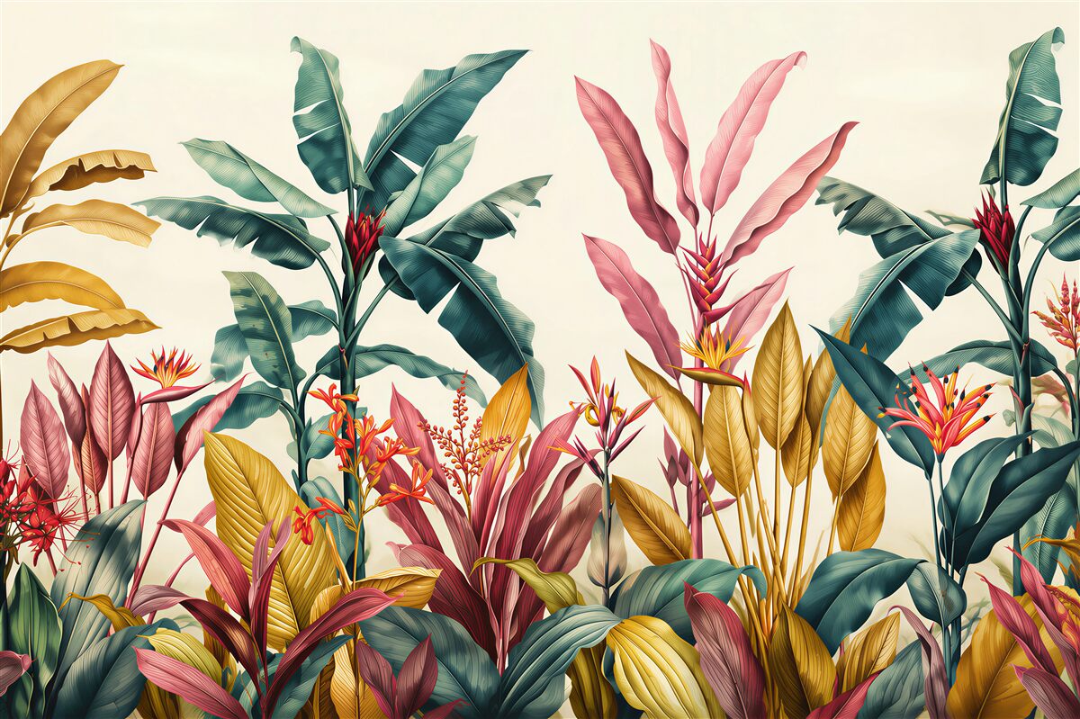 Fotobehang planten in verschillende vormen en kleuren
