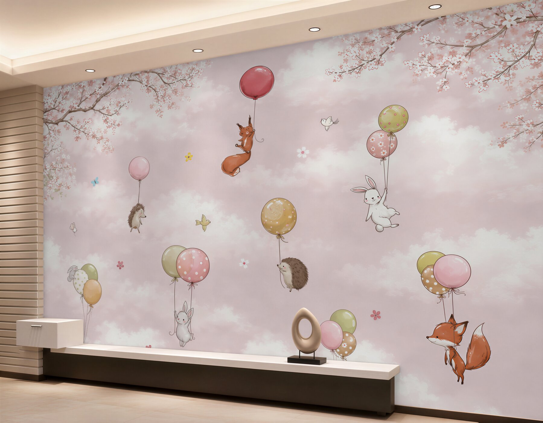 Fotobehang Dieren die op ballonnen zweven