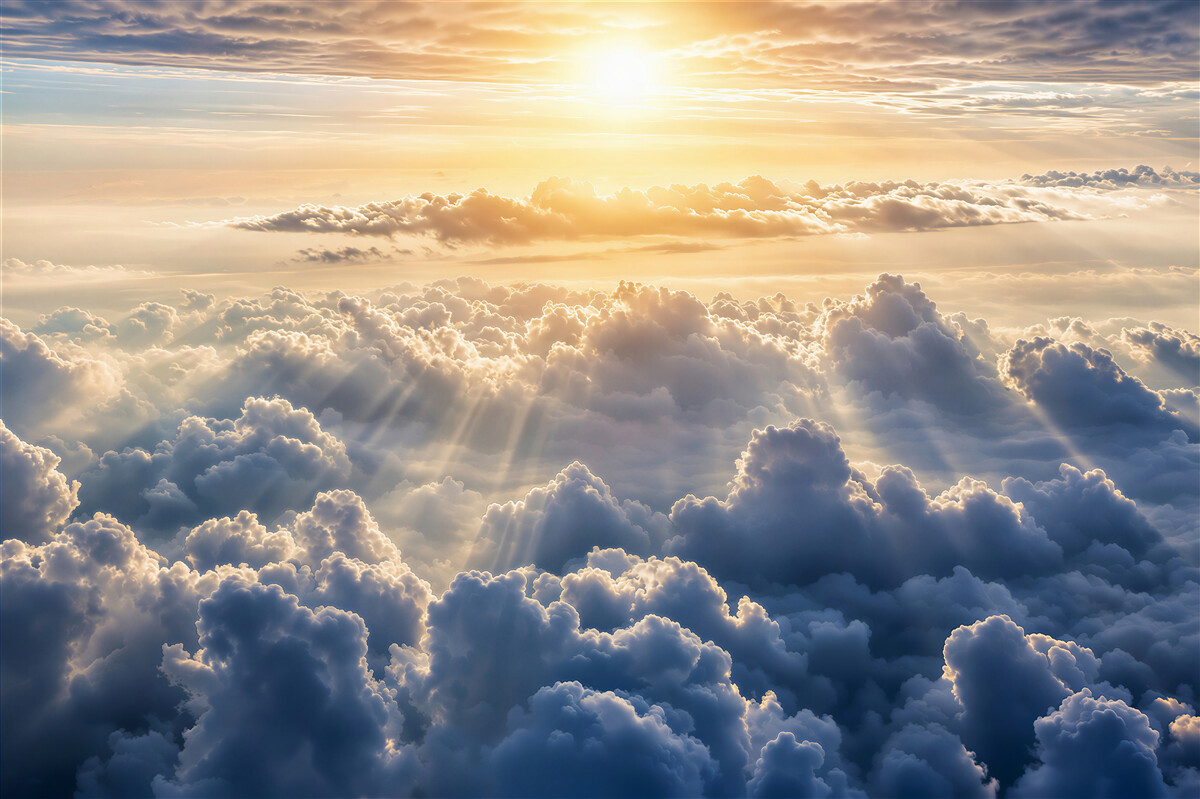Fotobehang zon boven onhandige wolken