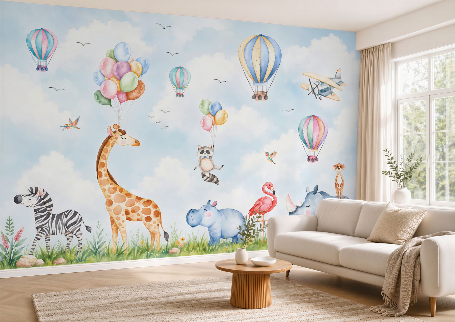 Fotobehang Dieren en ballonnen