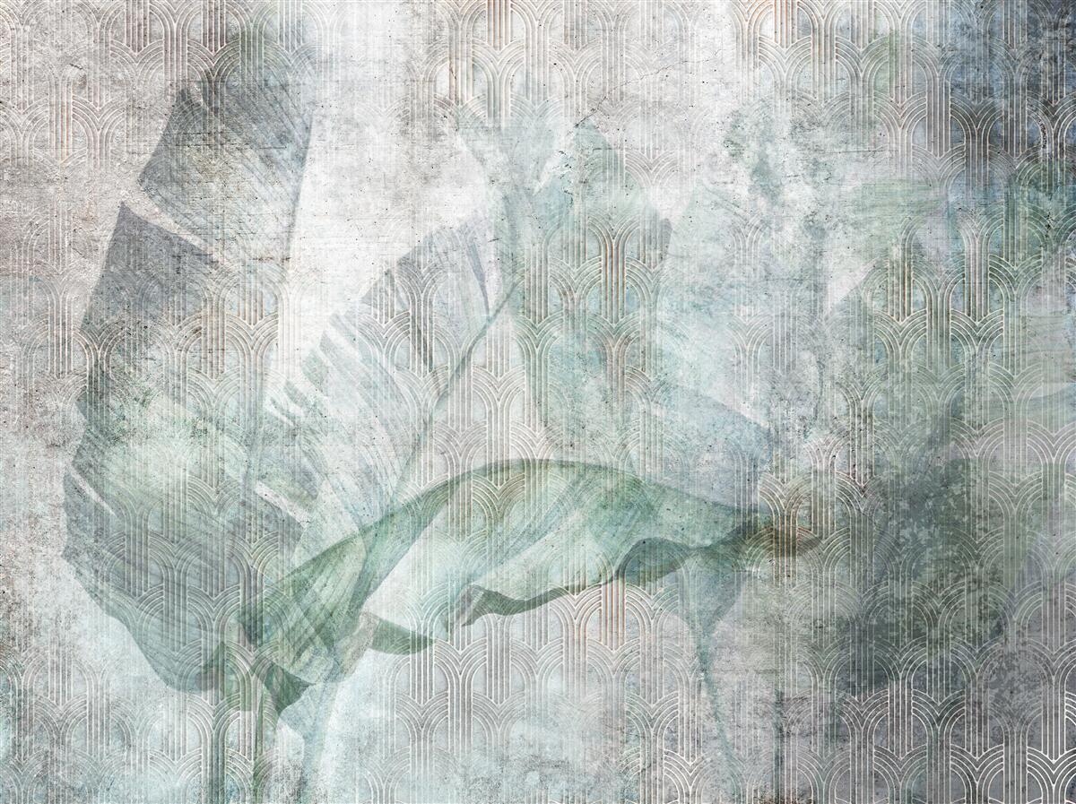 Fotobehang Grote abstracte palmbladeren