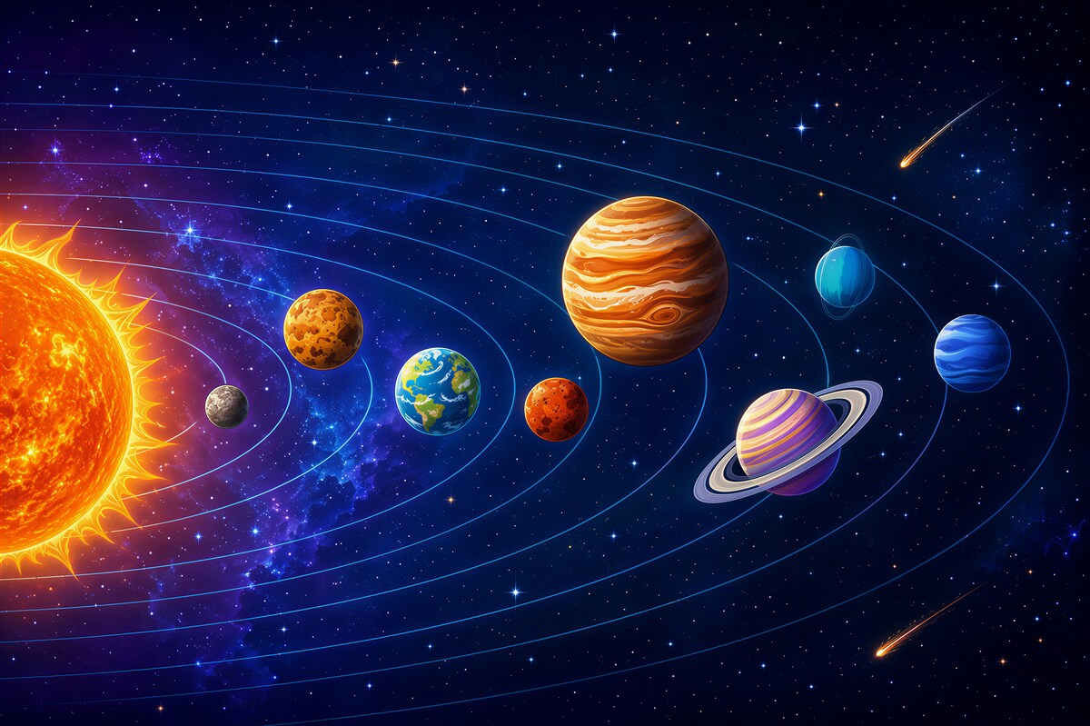 Fotobehang Volgorde van planeten in het universum