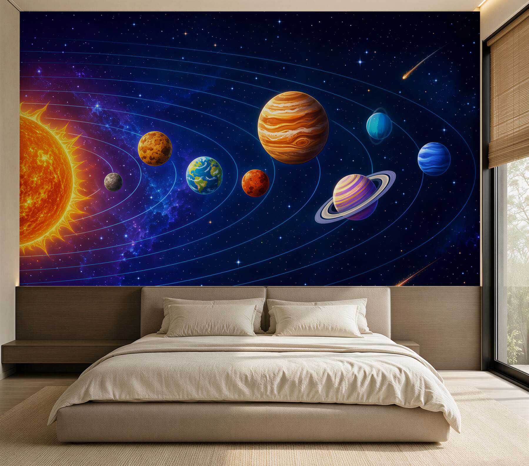 Fotobehang Volgorde van planeten in het universum