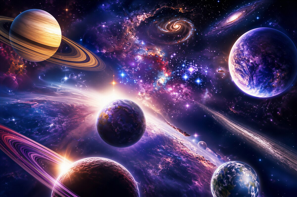 Fotobehang Heldere ruimte en onbeperkte planeten