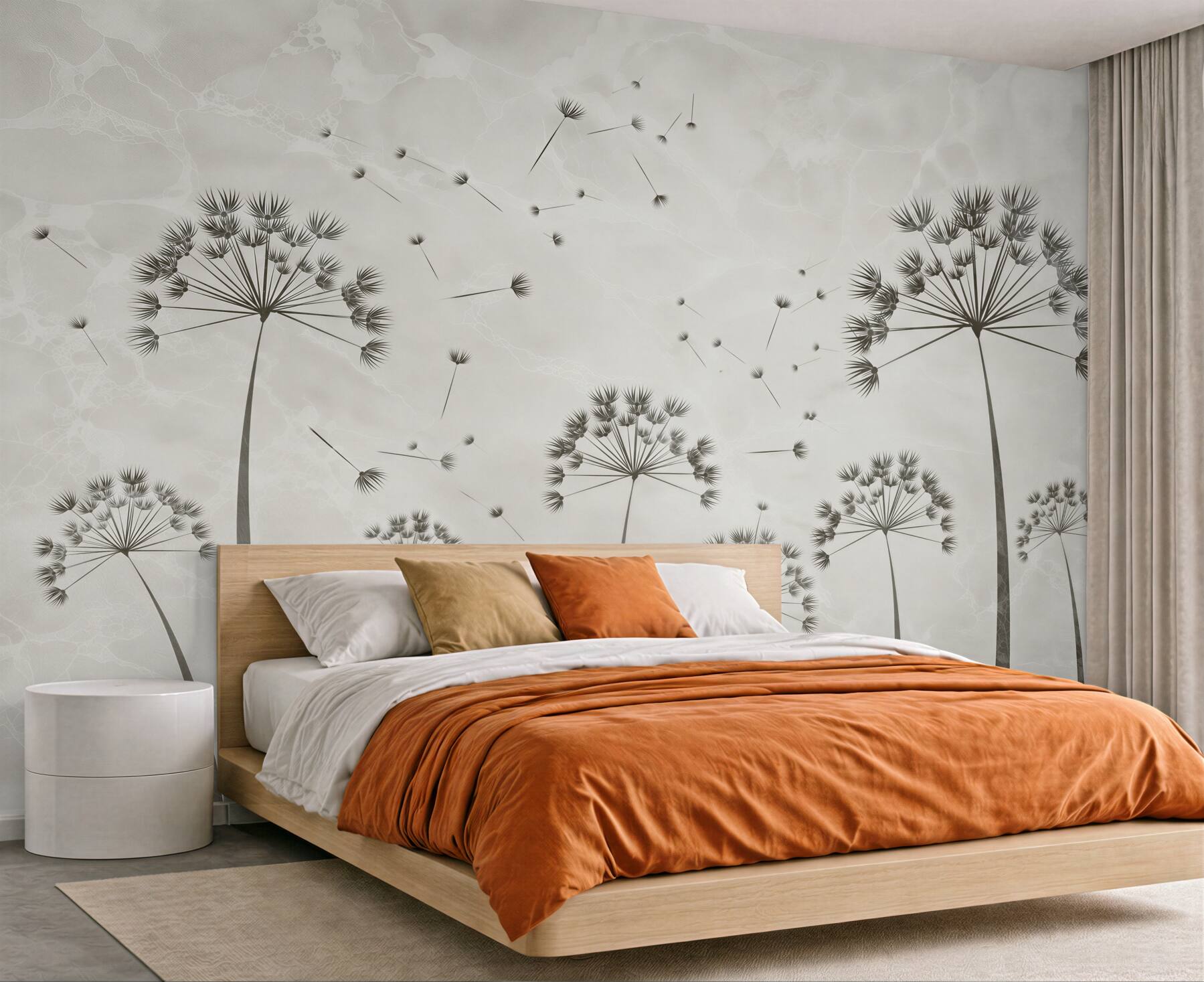 Fotobehang De wind blaast de paardenbloemen weg