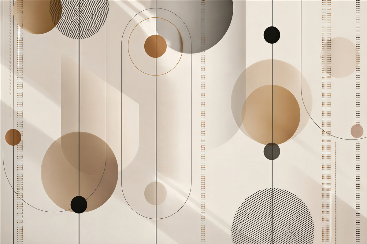 Fotobehang Abstracte cirkels en lichte lijnen