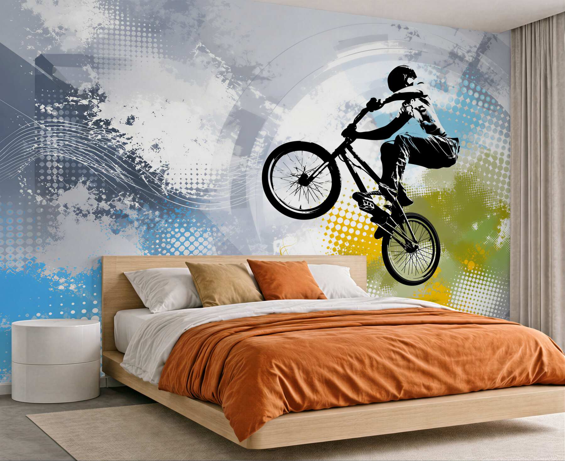 Fotobehang Graffiti van motorrijder