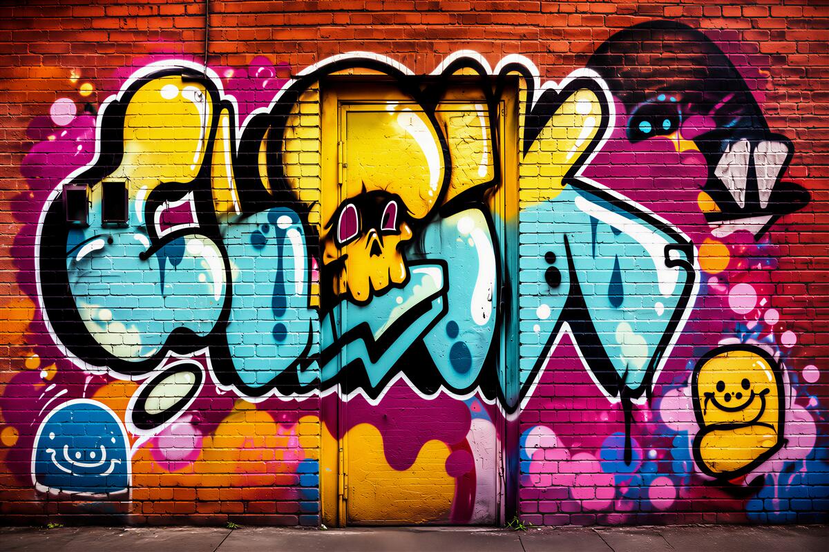 Fotobehang Heldere graffiti tekst