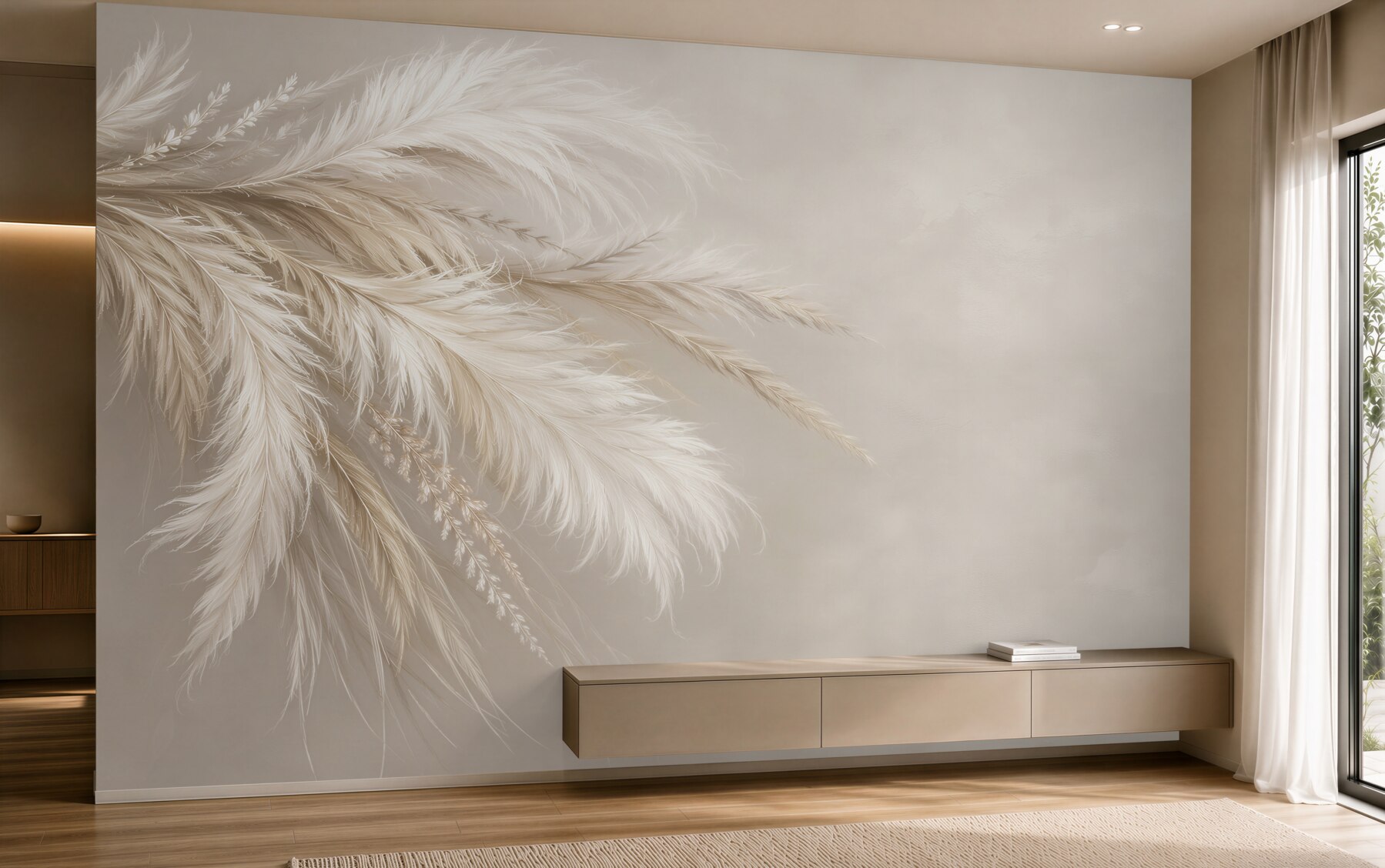 Fotobehang Delicate beige veren