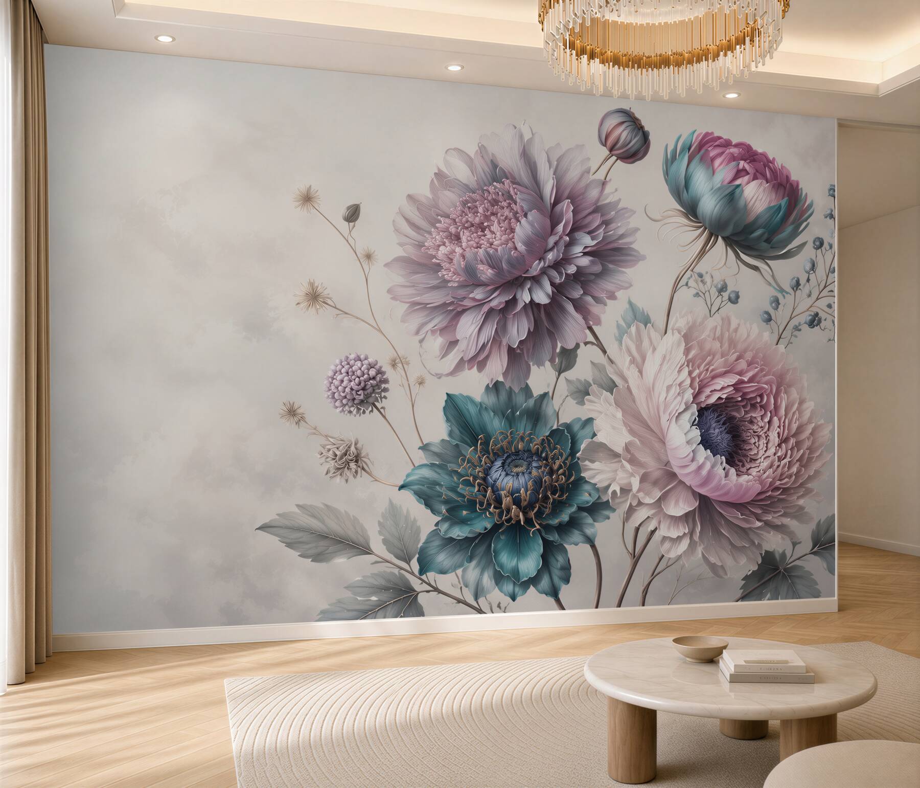 Fotobehang Delicate madeliefjes aquarel