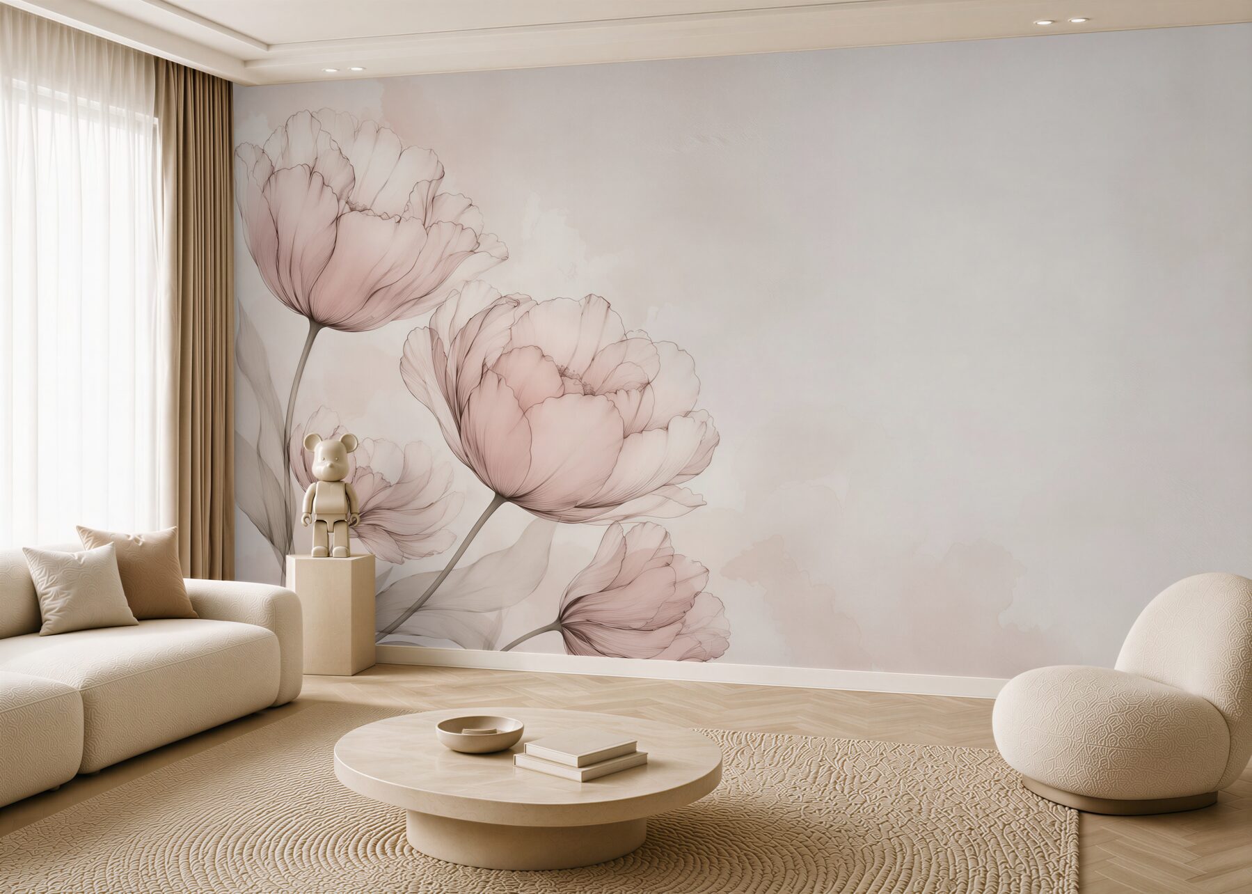 Fotobehang Elegante bloemen poeder