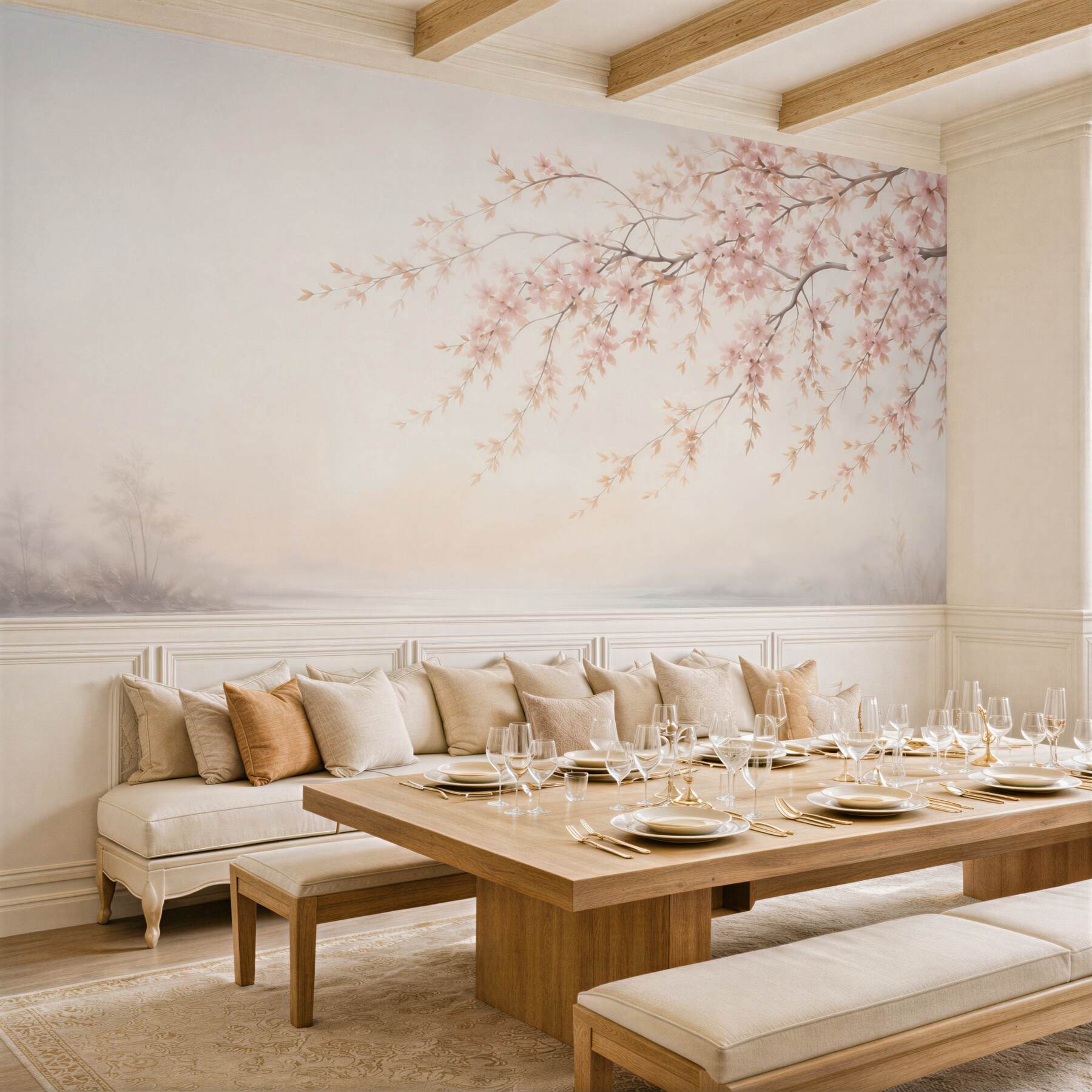 Fotobehang Romantische Sakura Bloemen