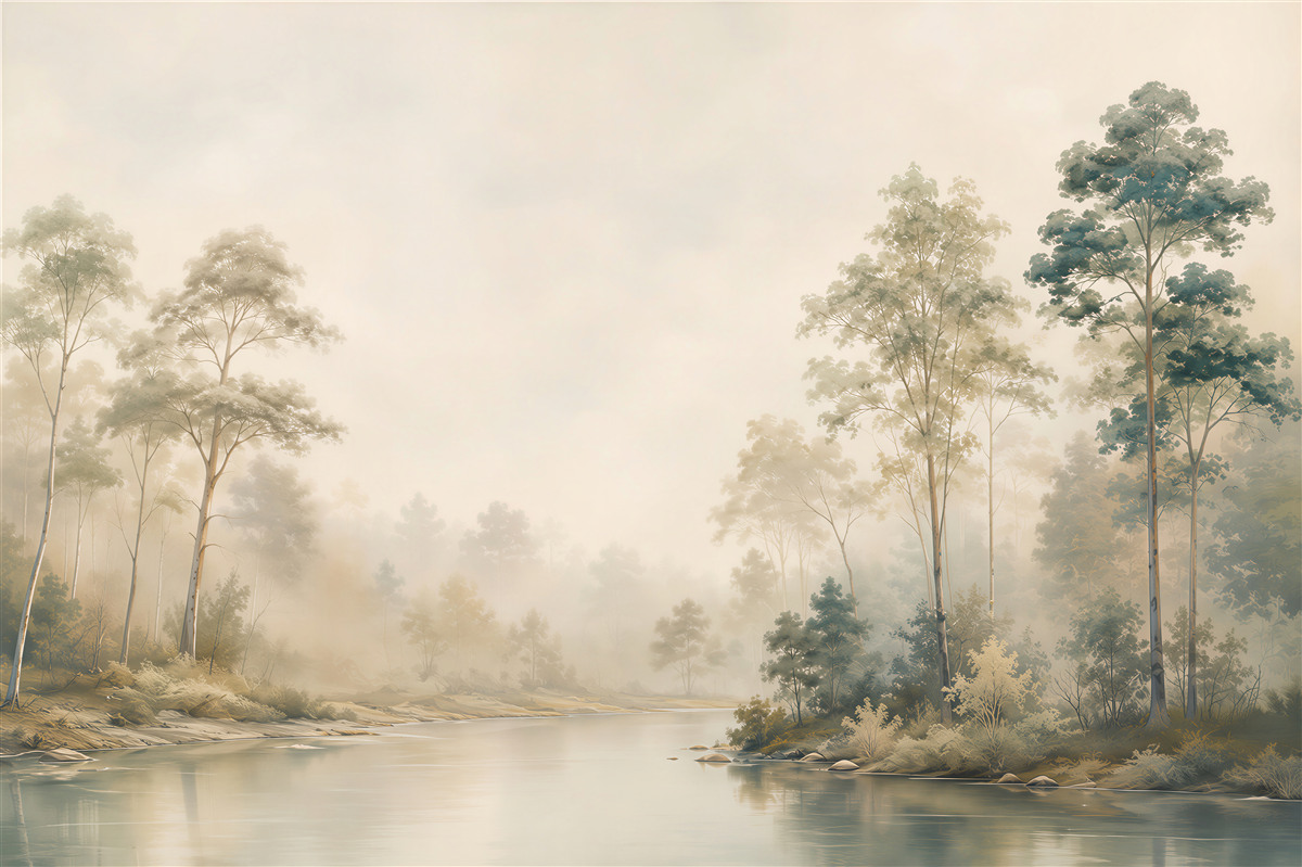 Fotobehang Mystiek Bos in de Mist