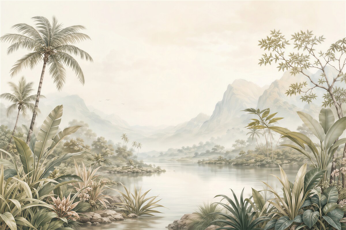 Fotobehang Exotische Rivier met Bergen