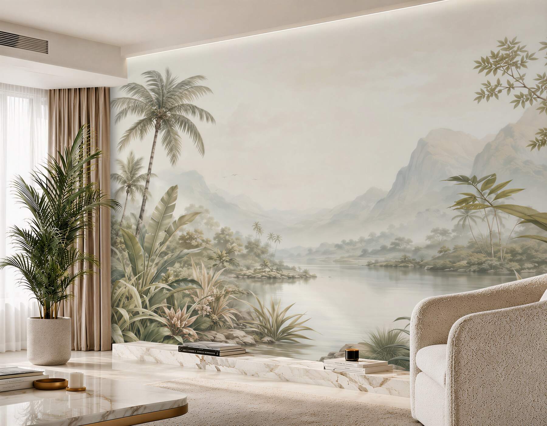 Fotobehang Exotische Rivier met Bergen
