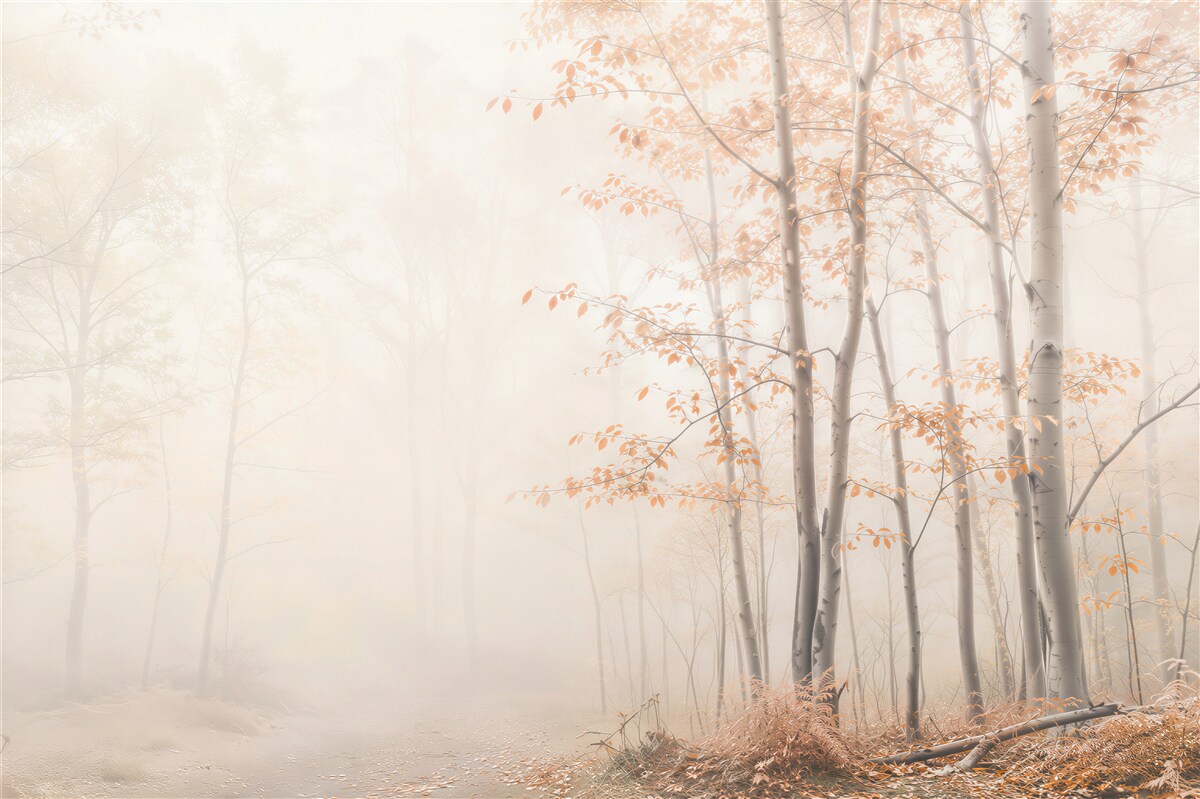 Fotobehang Magische Berken in de Mist