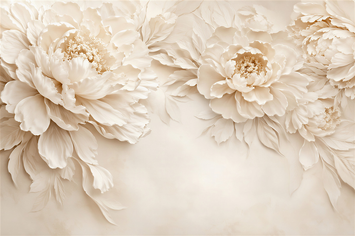 Fotobehang Elegante Crème Pioenrozen