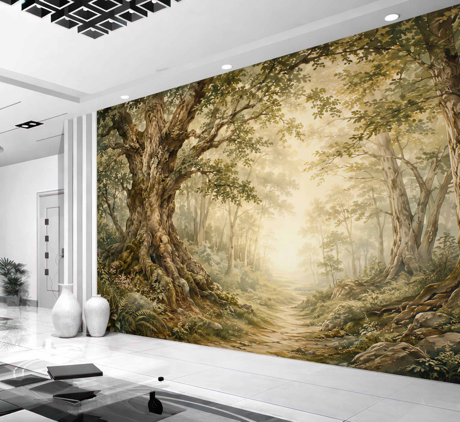 Fotobehang Magisch Bos bij Zonsopgang