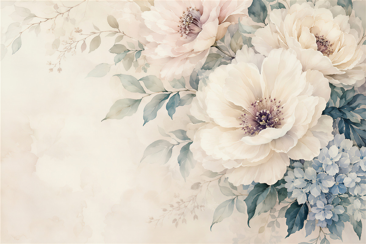 Fotobehang Aquarel van delicate madeliefjes