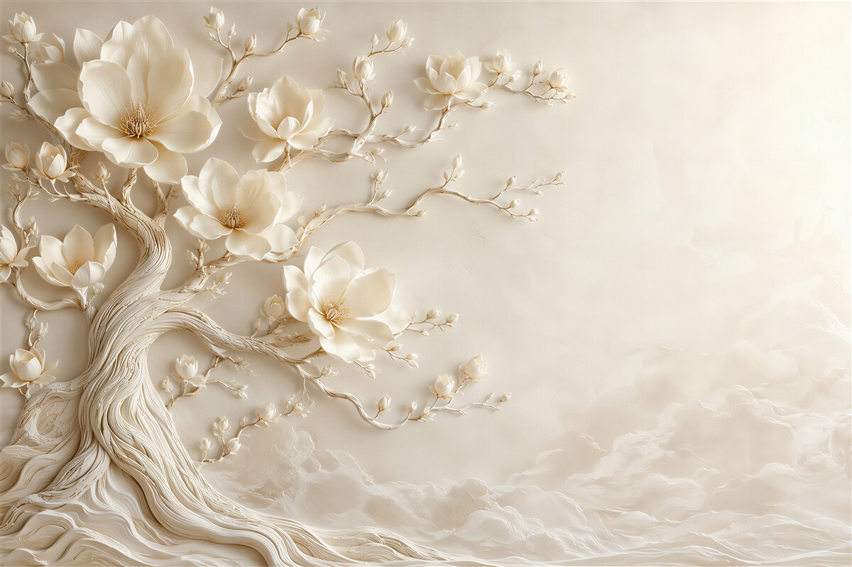 Fotobehang Delicate Magnolia's 3D