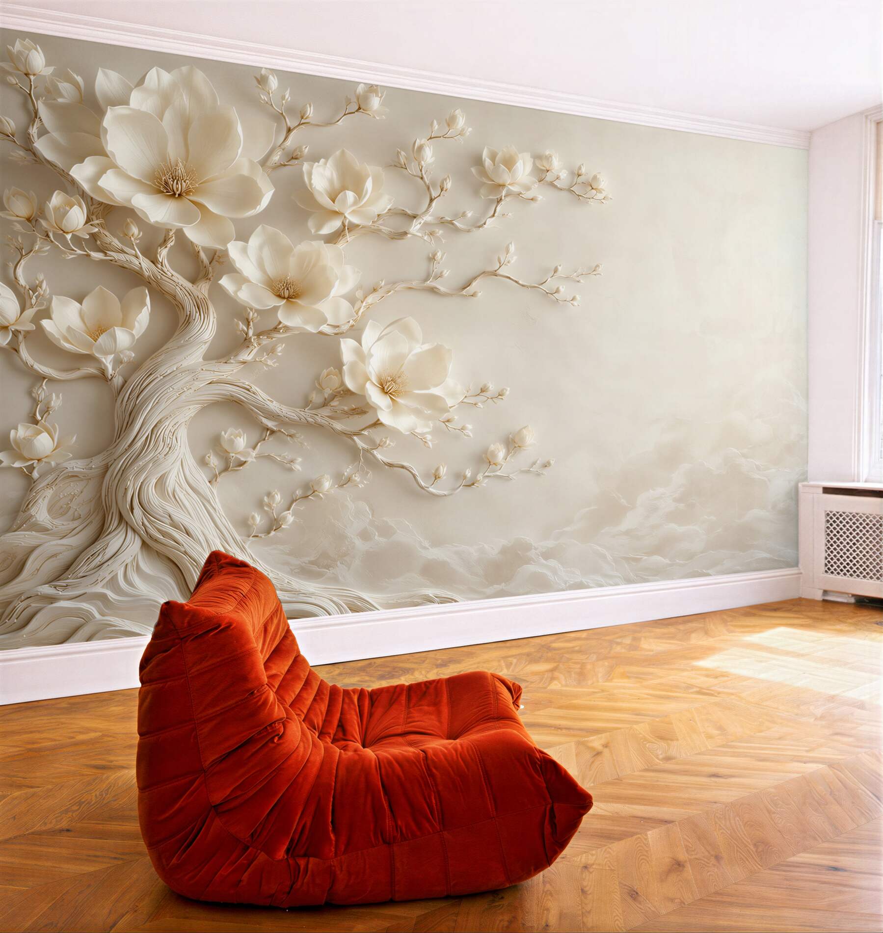 Fotobehang Delicate Magnolia's 3D