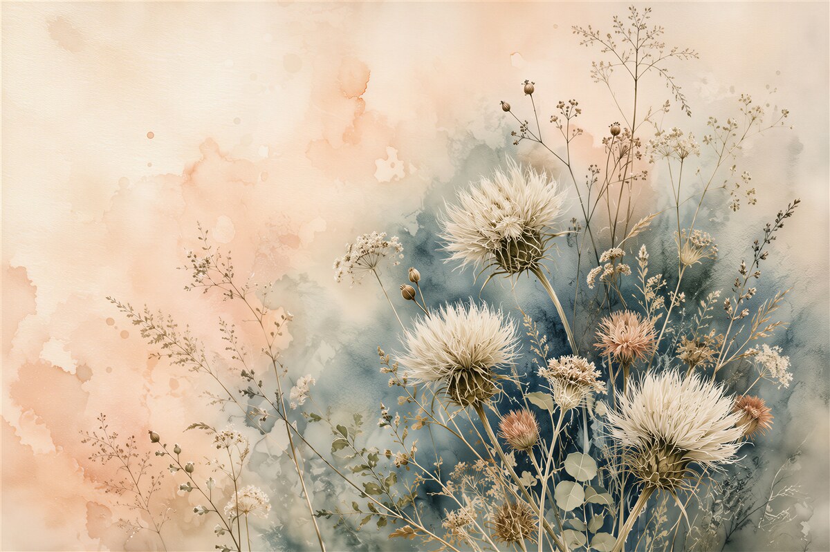 Fotobehang Delicate Aquarel Margrieten