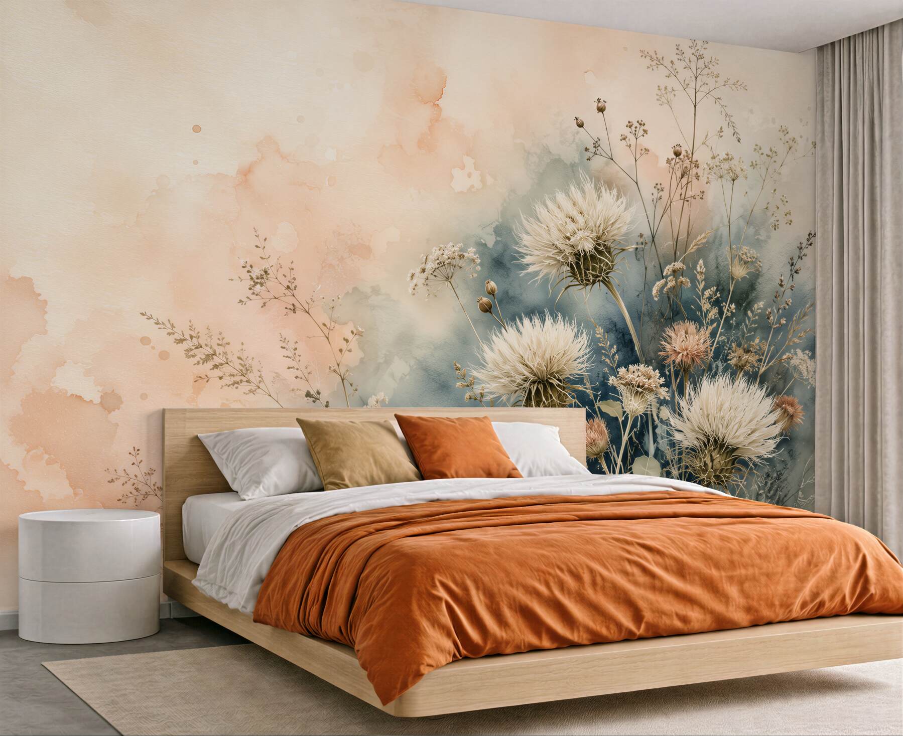Fotobehang Delicate Aquarel Margrieten