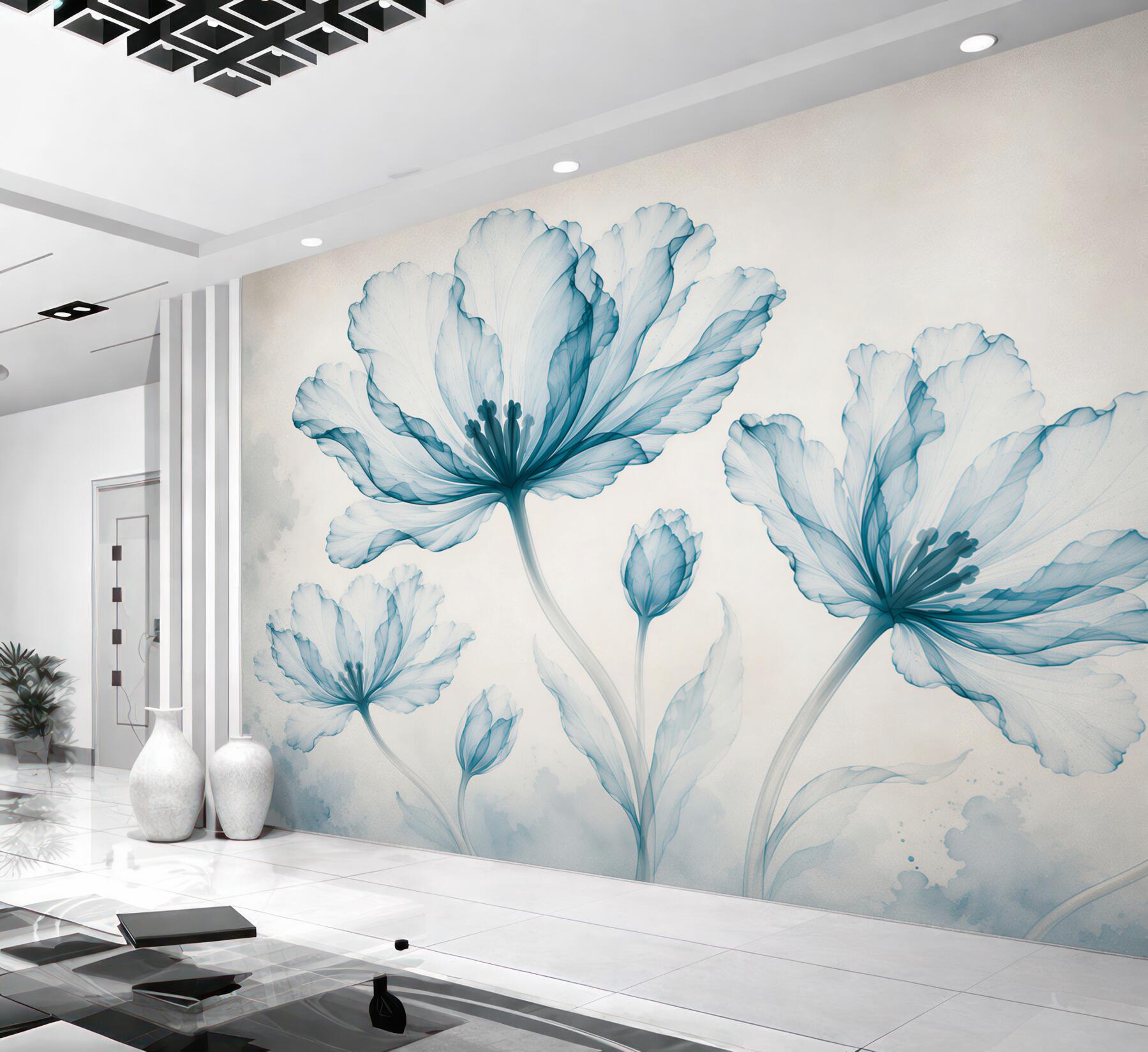 Fotobehang Eleganckie Filigranowe Kwiaty