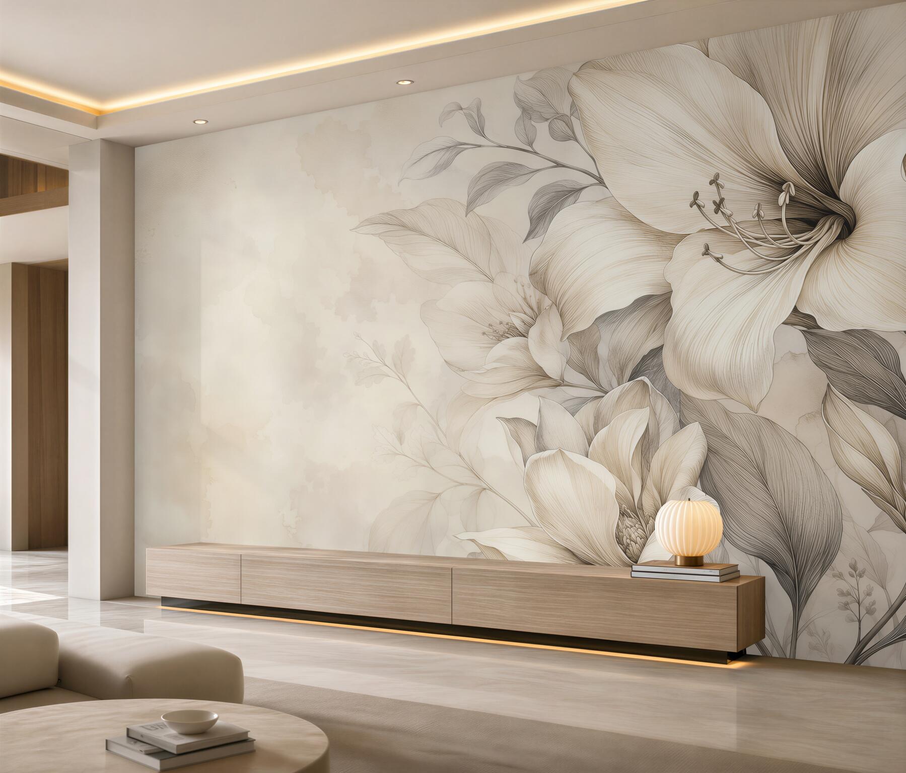 Fotobehang elegante fototapet met magnolia's