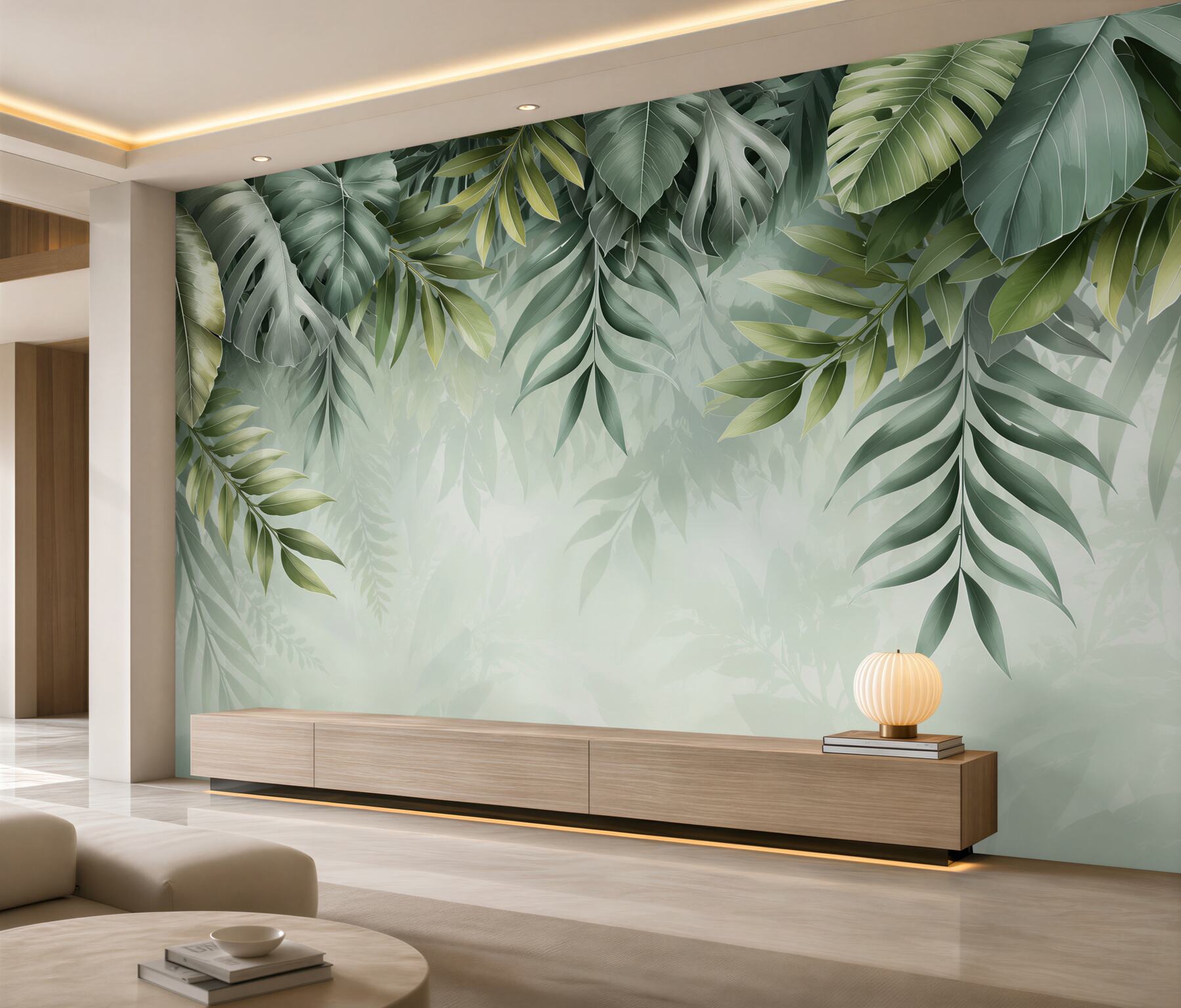 Fotobehang grote bladeren van de tropische jungle