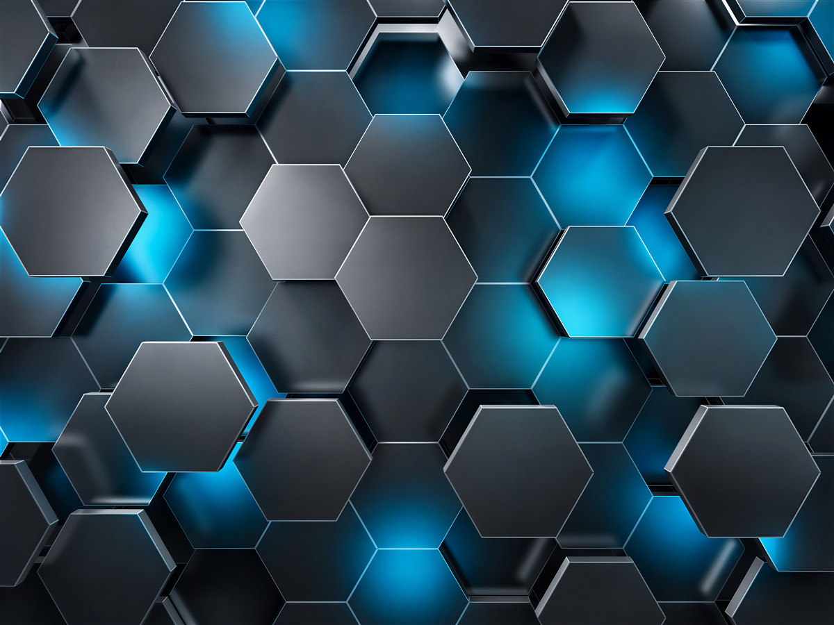 Fotobehang blauwe hexagonen 3D