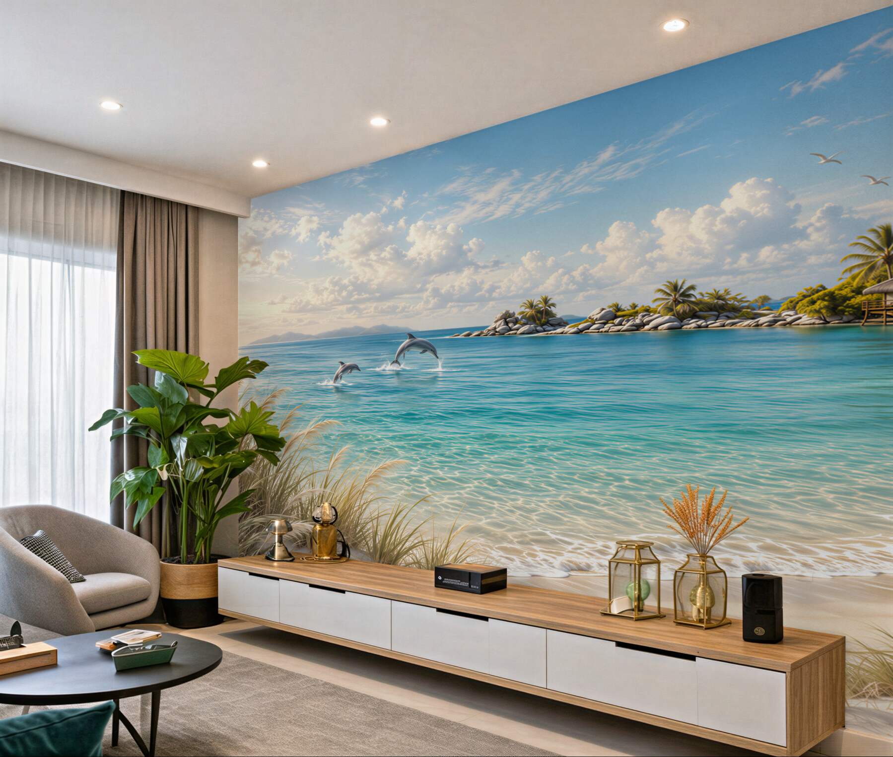 Fotobehang zomerbungalow op het strand