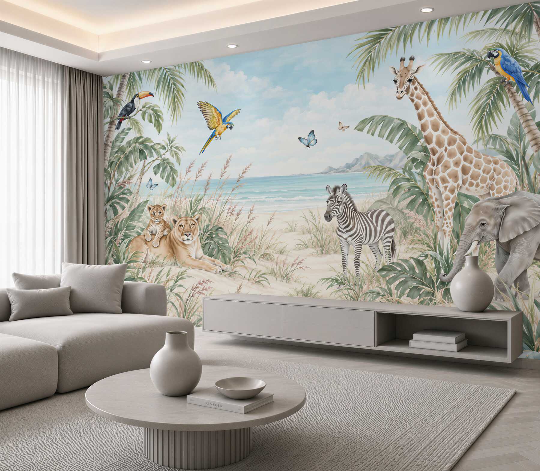 Fotobehang verschillende dieren gaan naar de tropen