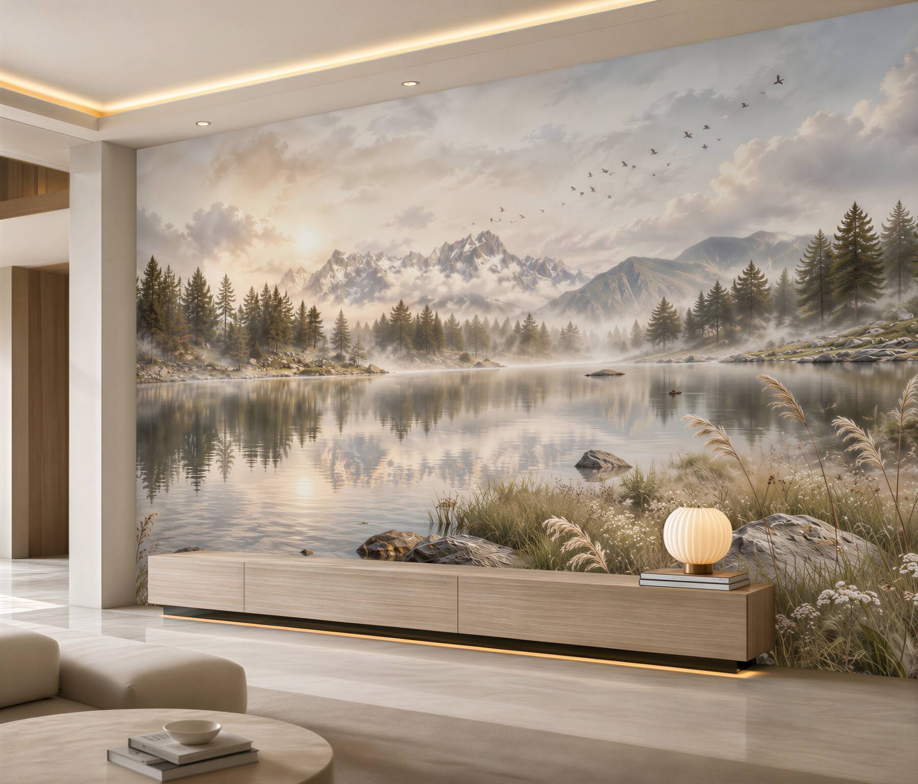 Fotobehang landschap meer uitzicht