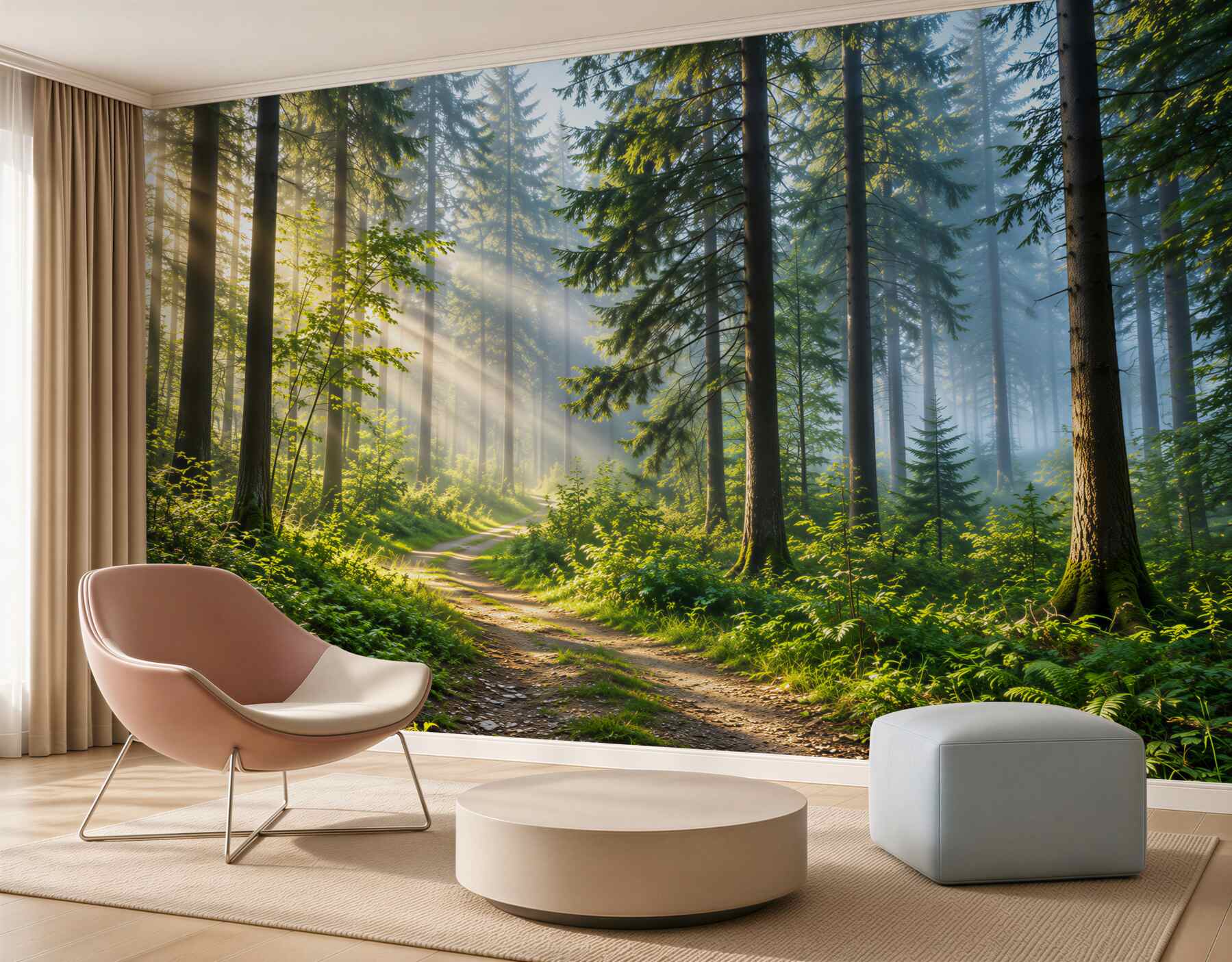 Fotobehang dennenbos