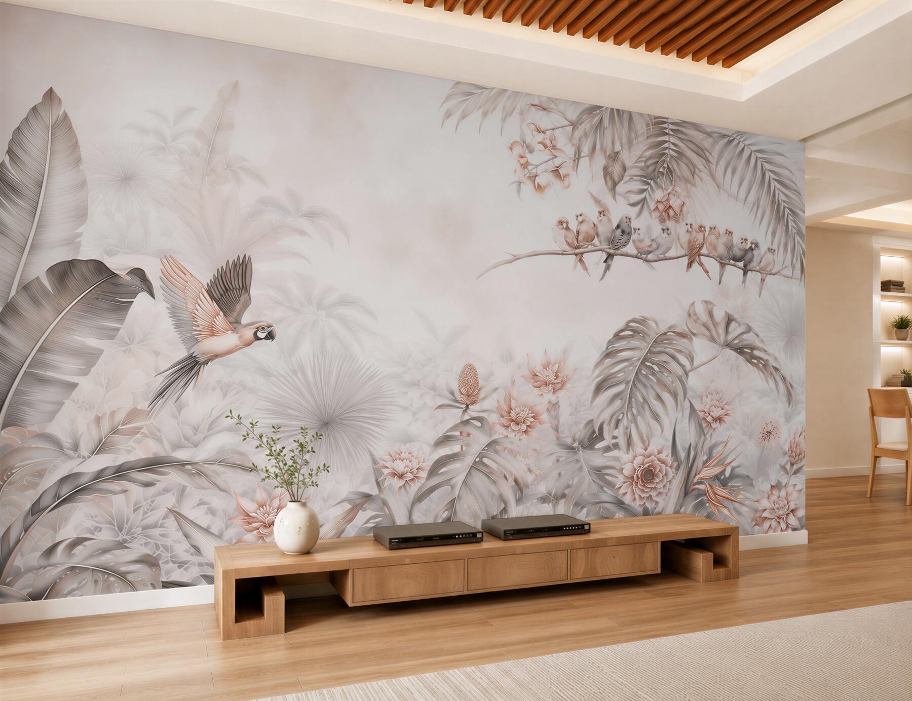 Fotobehang vogels op tropische planten