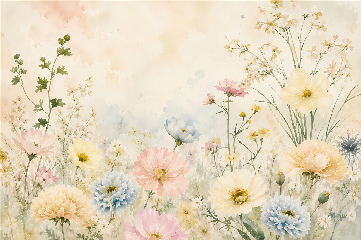 Fotobehang pastel weidebloemen