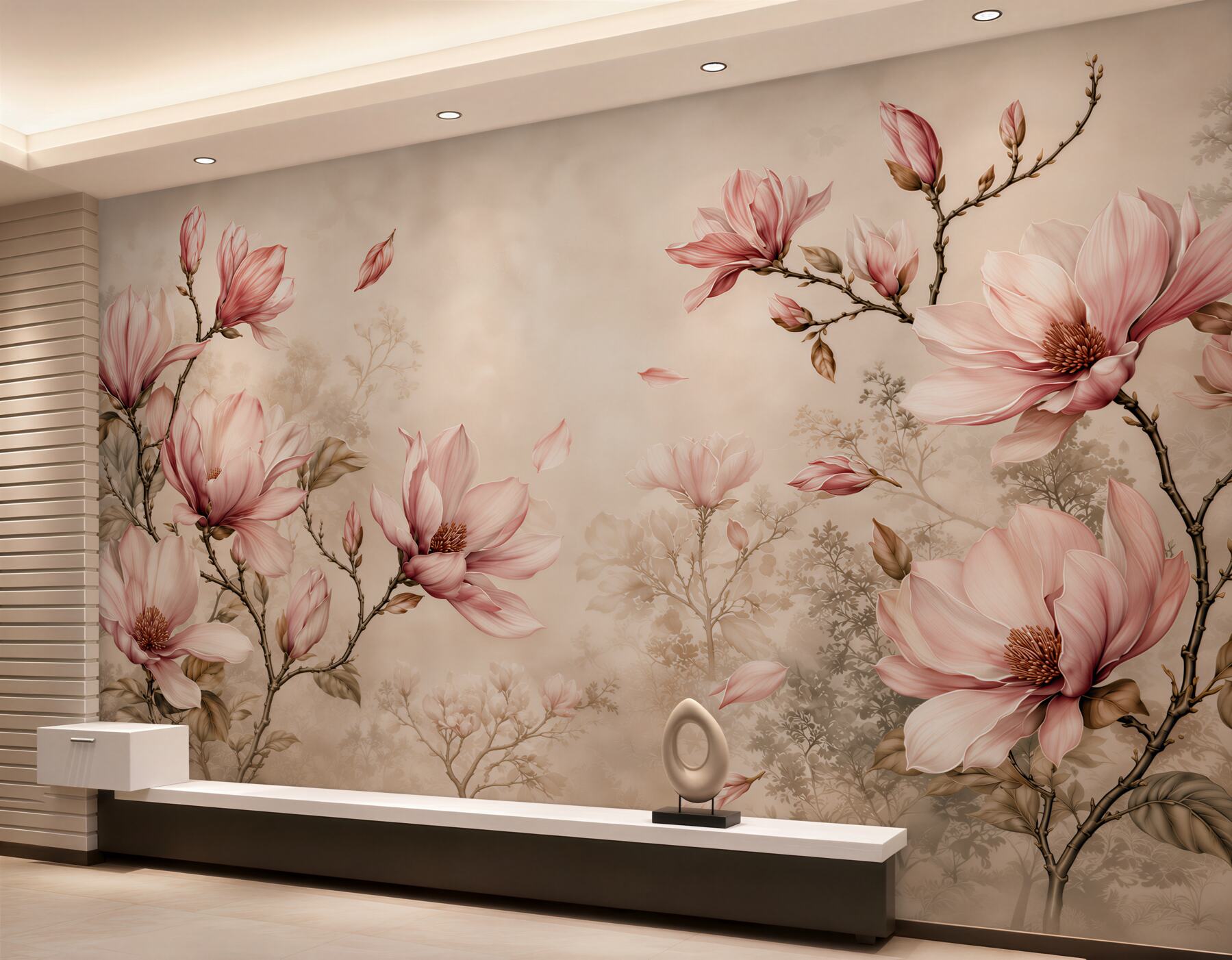 Fotobehang roze magnolia's