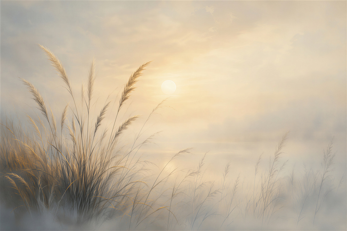 Fotobehang riet bij zonsondergang