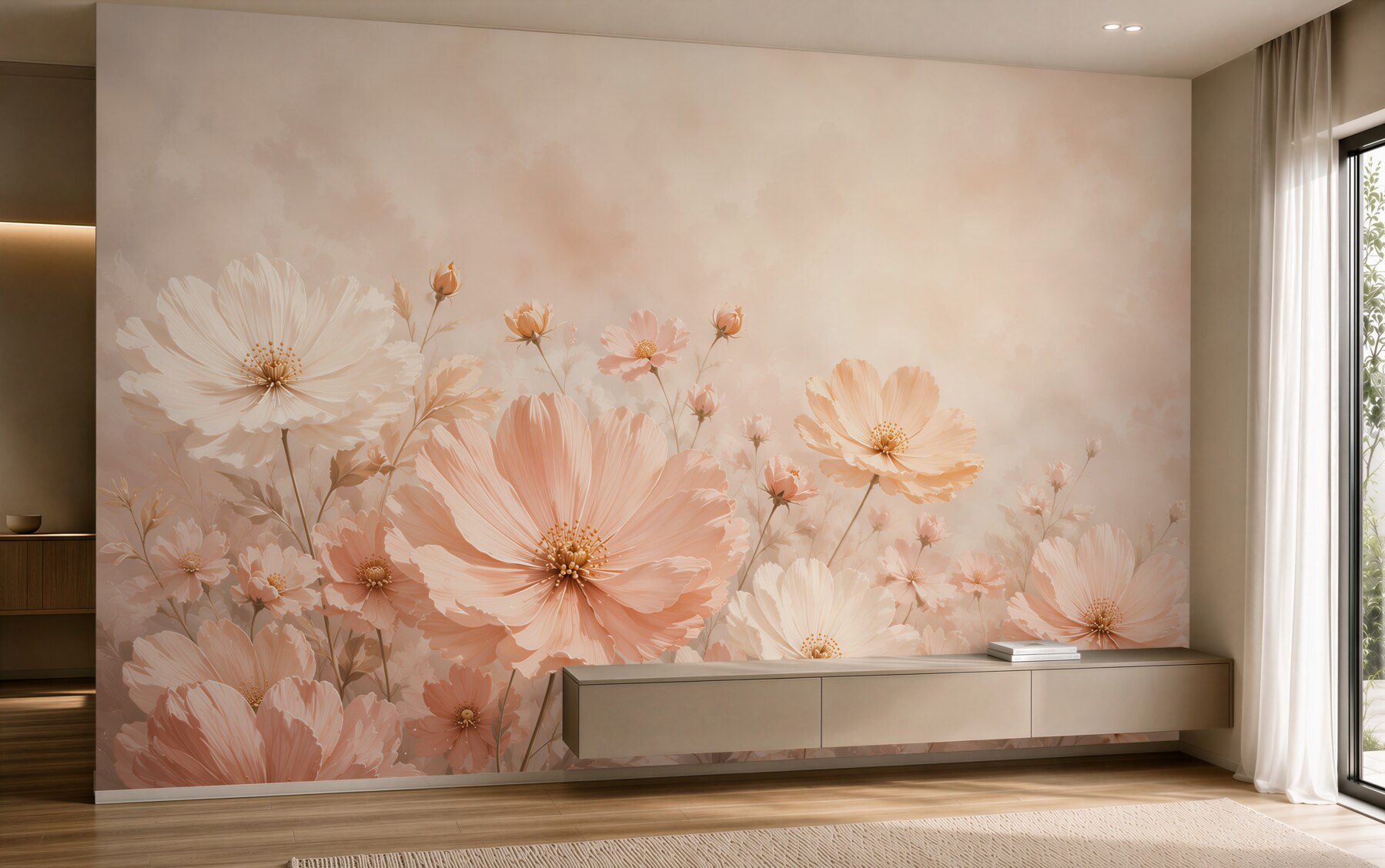 Fotobehang pastel bloemen