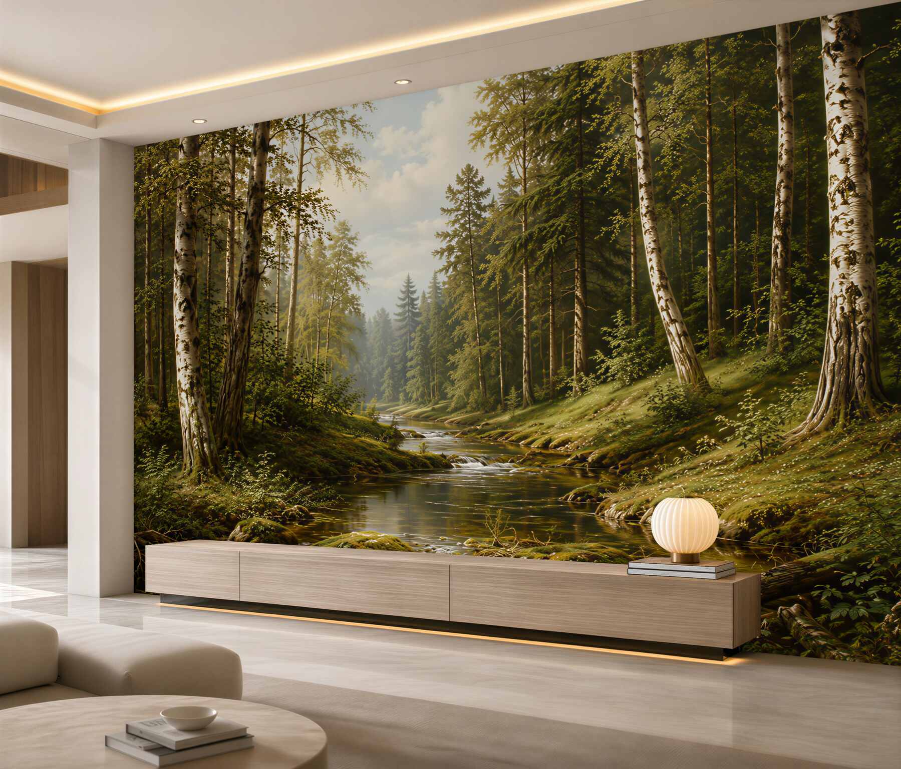 Fotobehang bos bij de beek