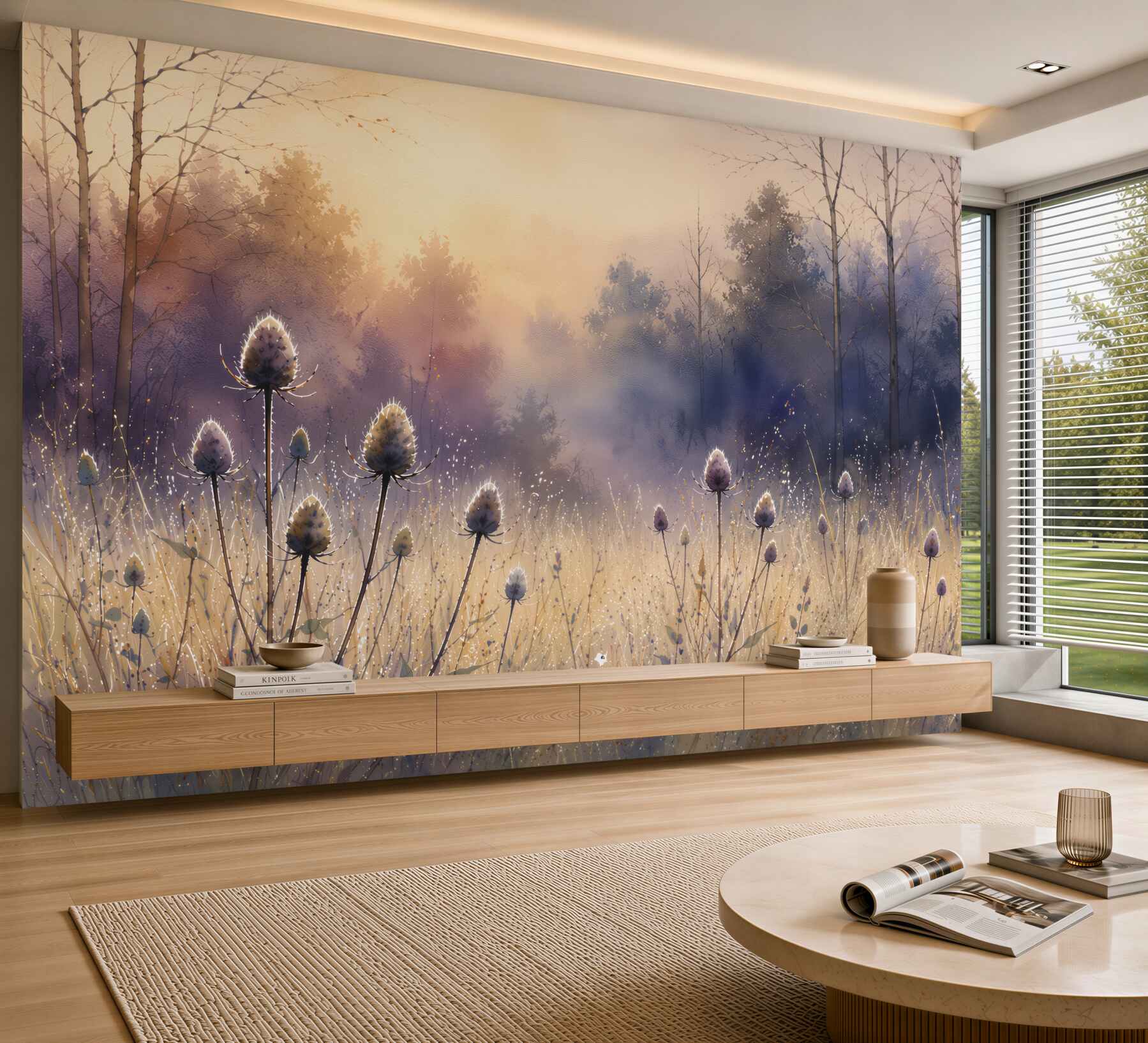 Fotobehang romantische weide in het bos